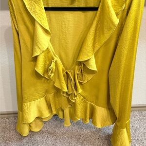 Green/yellowish Ruffled Women's Top